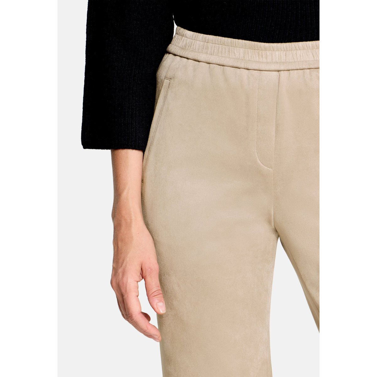 Pantalon à enfiler de coupe droite mocha meringue, BETTY & CO