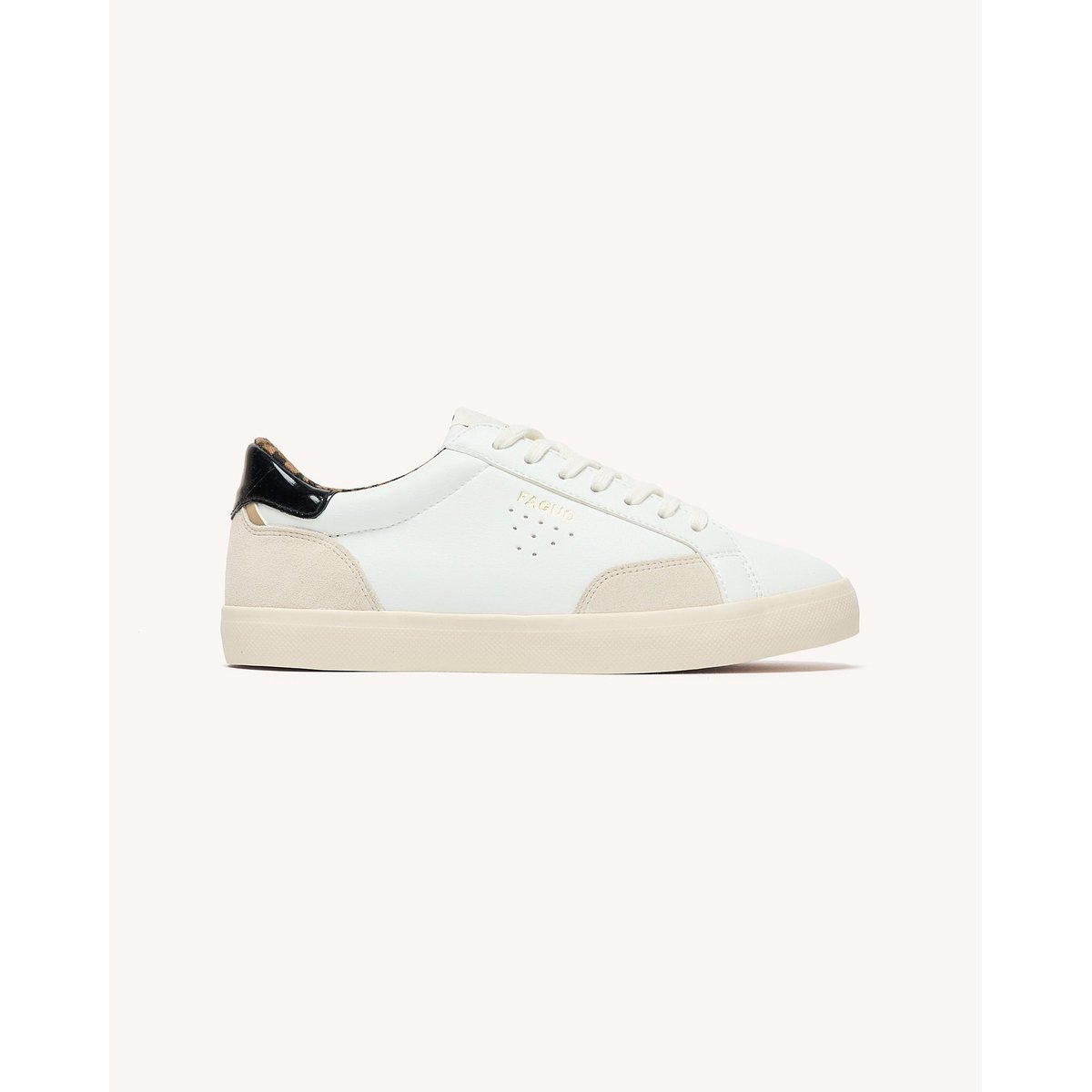 Tennis basses blanc et léopard, FAGUO