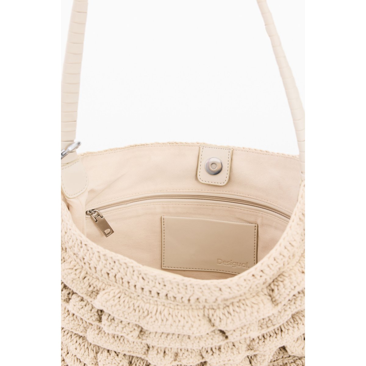 Grand sac crochet fleur blanc, DESIGUAL