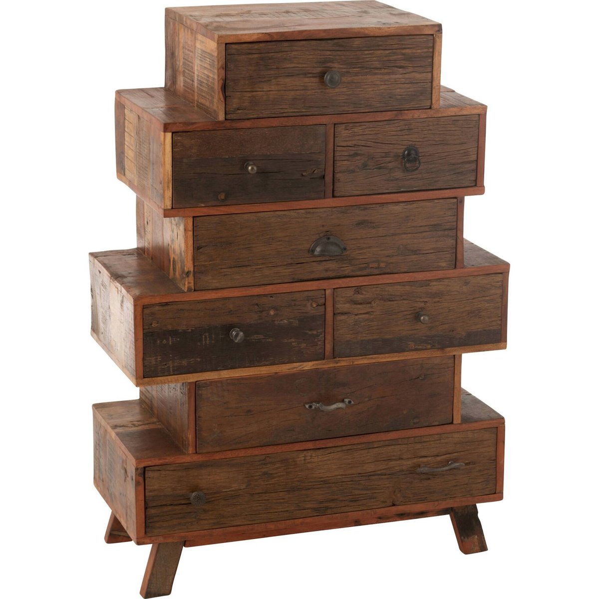 Étagère à tiroirs vintage en bois recyclé naturel, RECOLLECTION