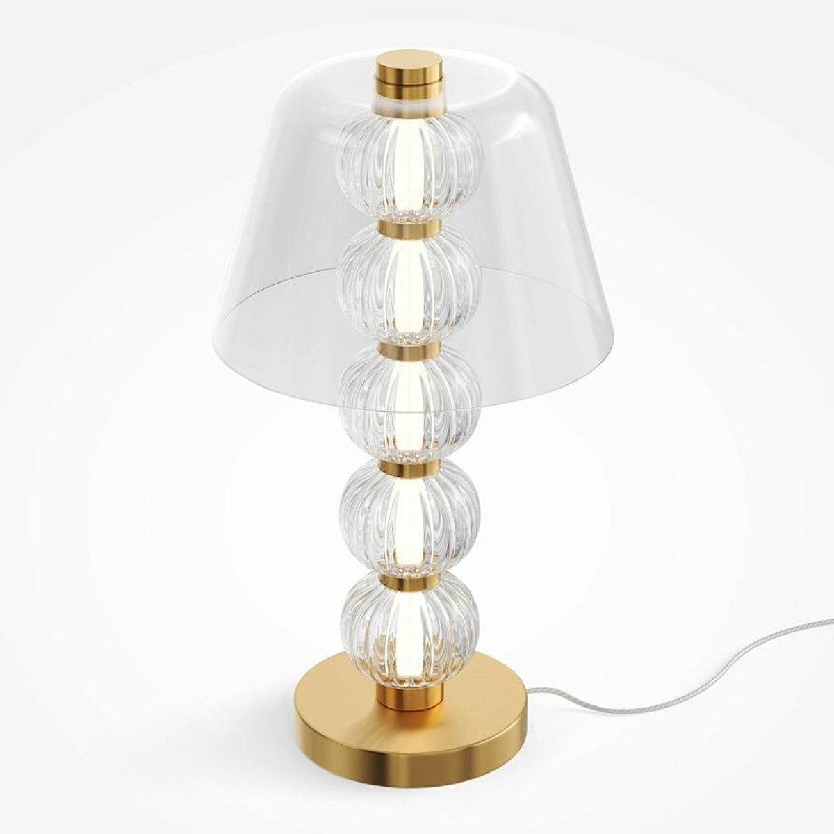 Lampe de table en verre - perles ciselées style rétro BELLA doré, PIER IMPORT