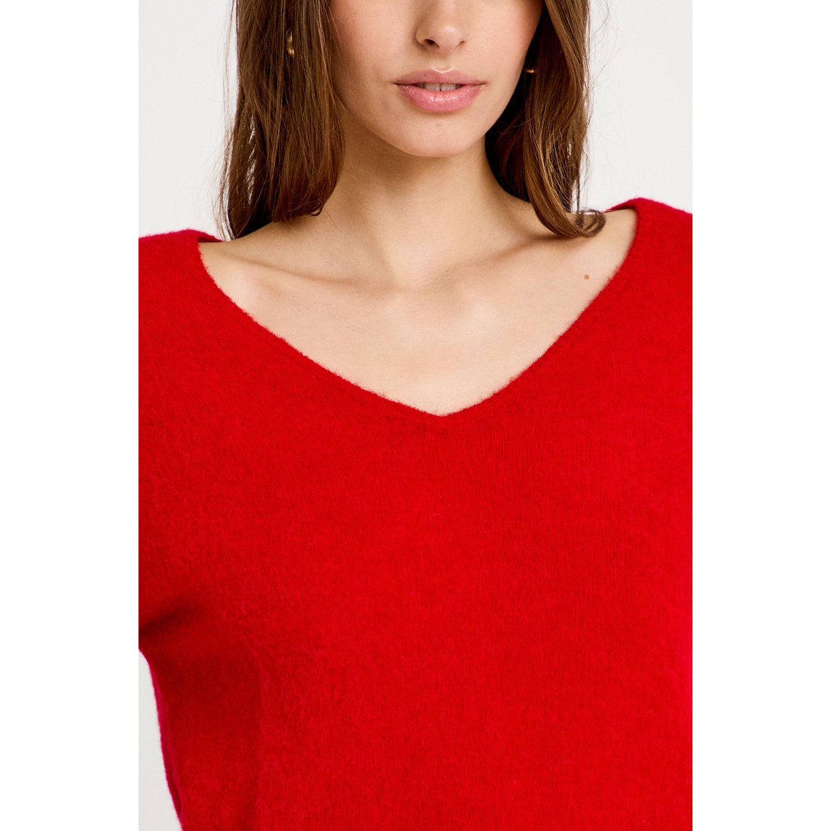 Pull avec col en V rouge, CACHE CACHE