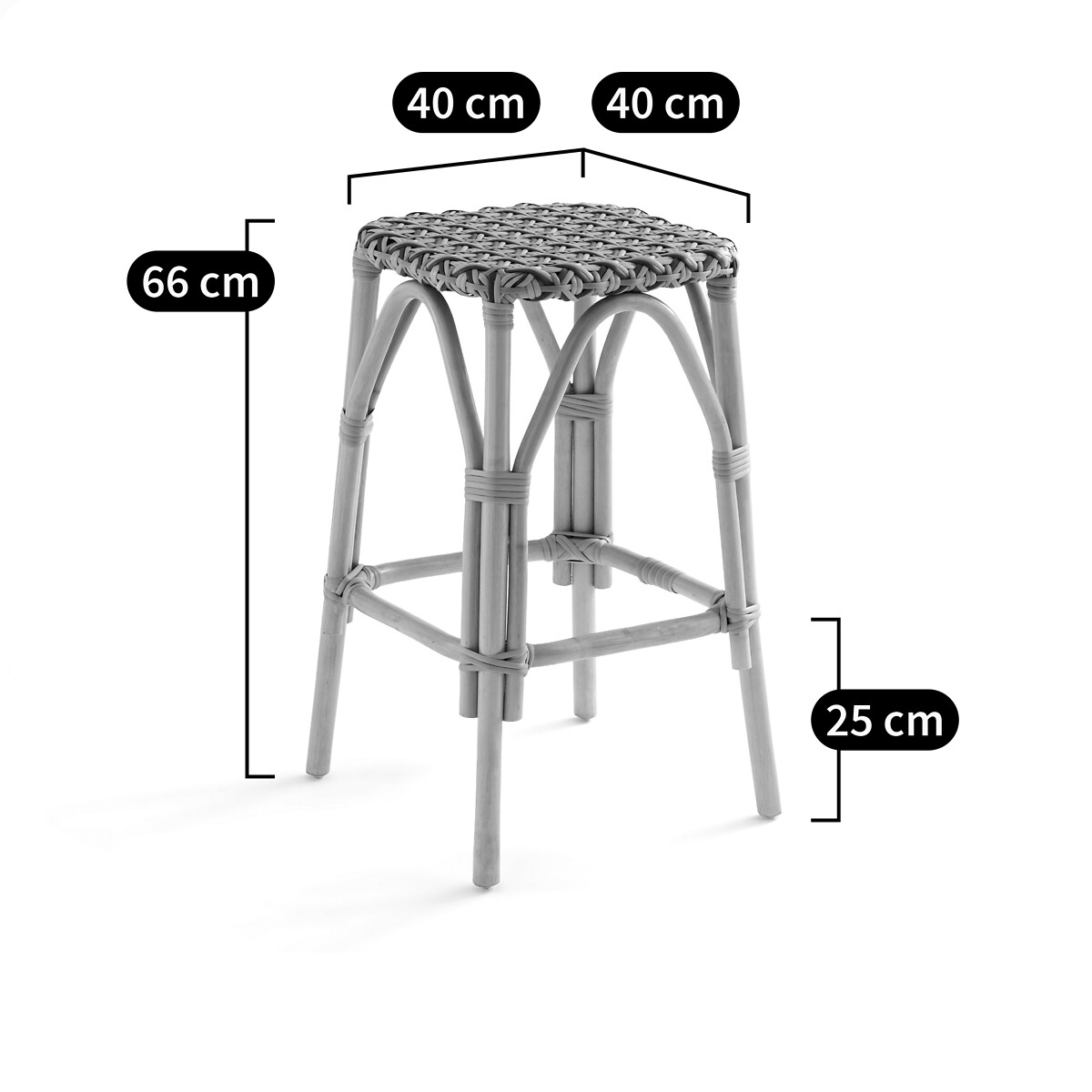 Tabouret de bar, en canne de rotin et résine tressée, hauteur 66 cm, MUSETTE vert multicolore, LA REDOUTE INTERIEURS