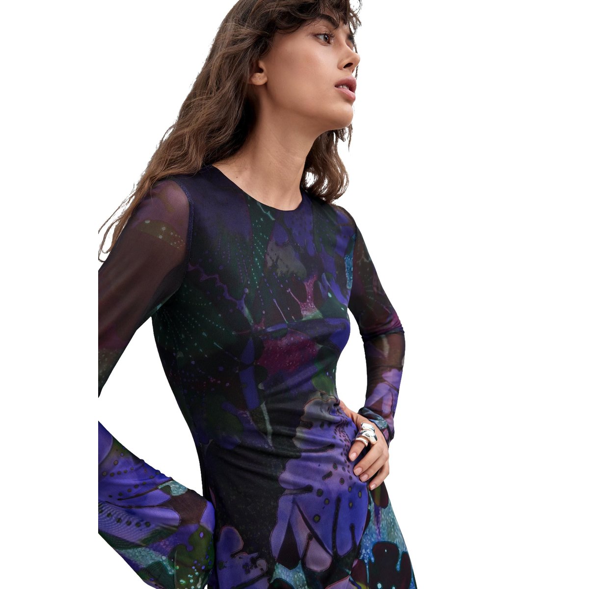 Robe en tulle imprimée M. C. Lacroix bleu, DESIGUAL