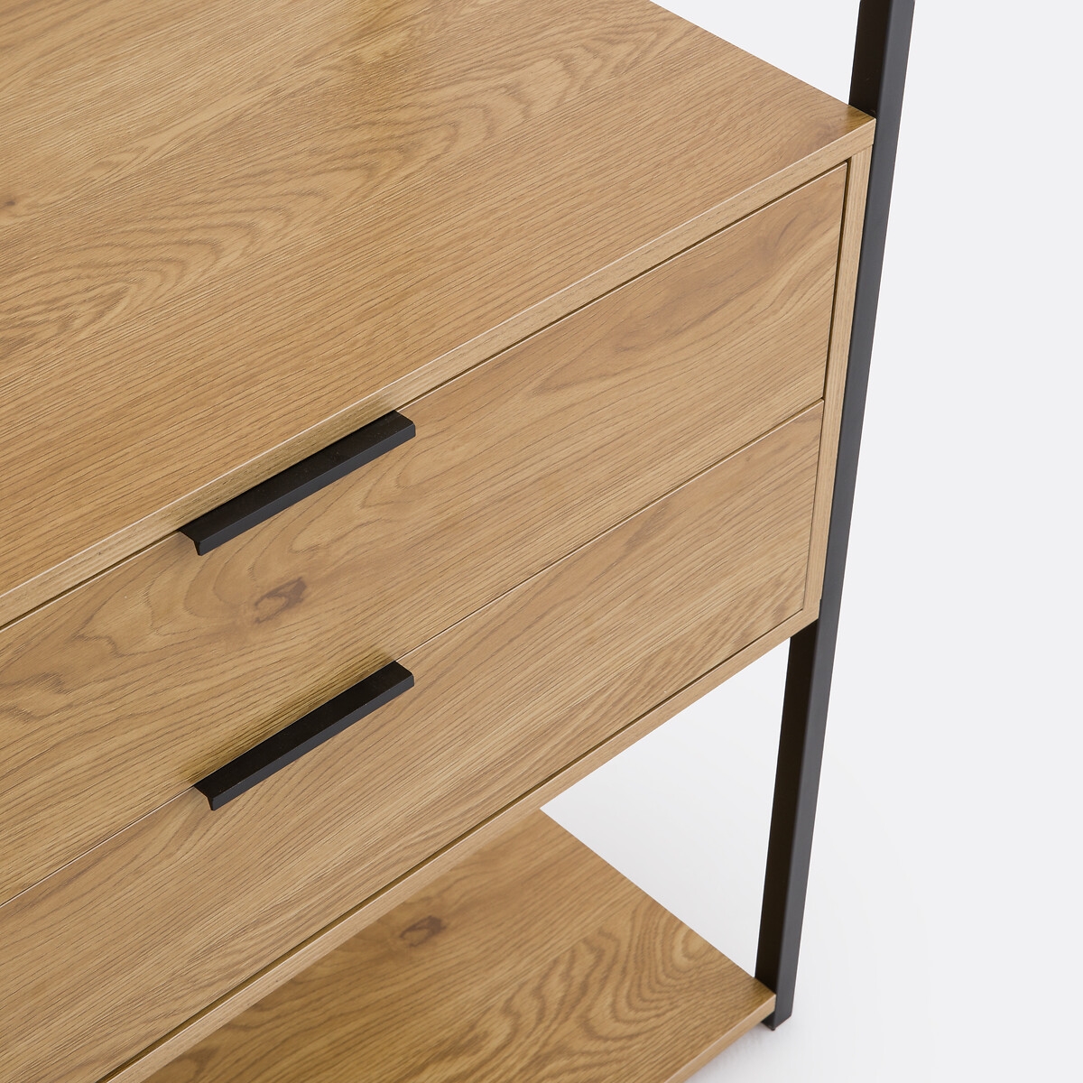 Módulo de vestidor, 2 cajones, barra para colgar, OAKI negro/madera, LA REDOUTE INTERIEURS
