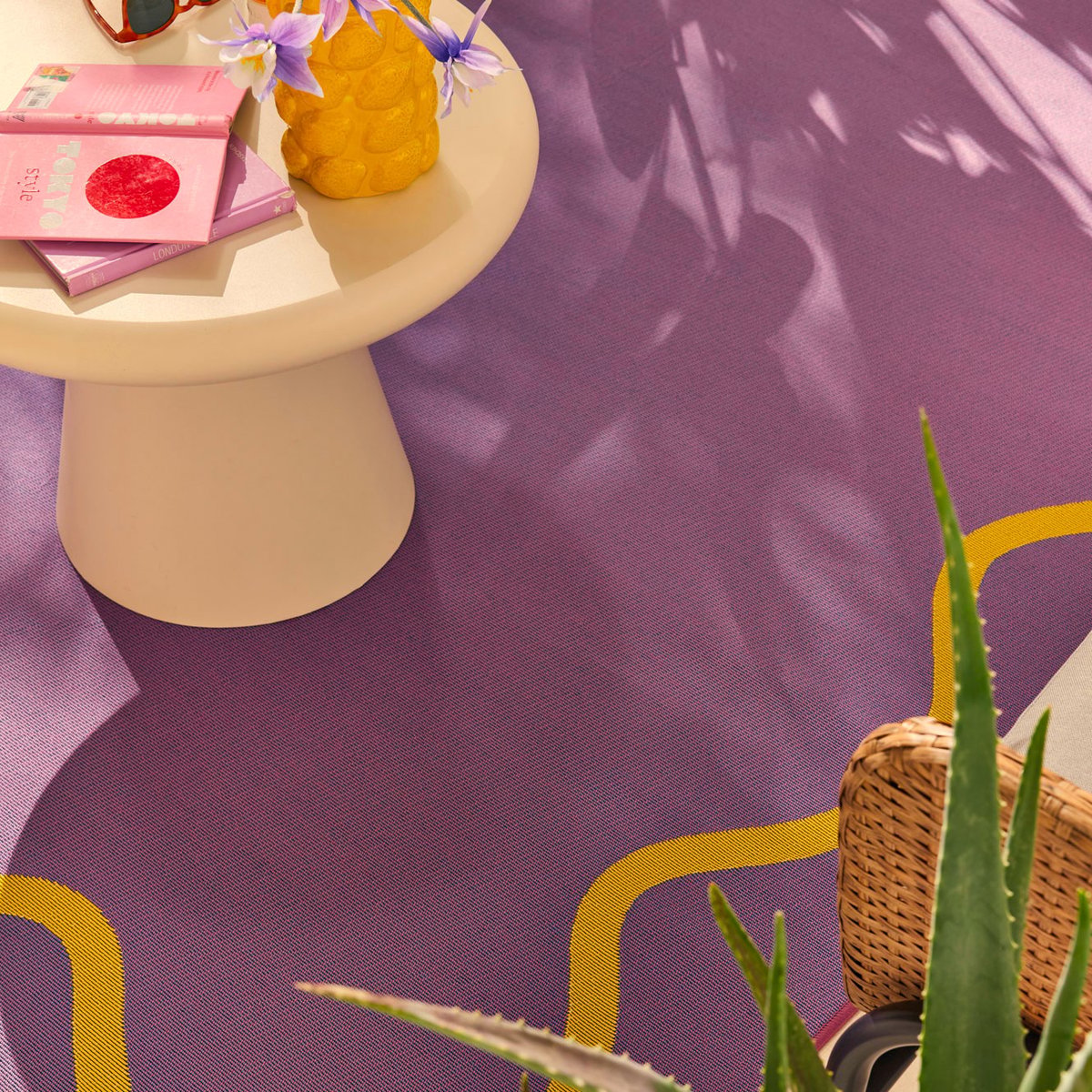 Tapis extérieur motif wavy POSITANO violet, NAZAR RUGS