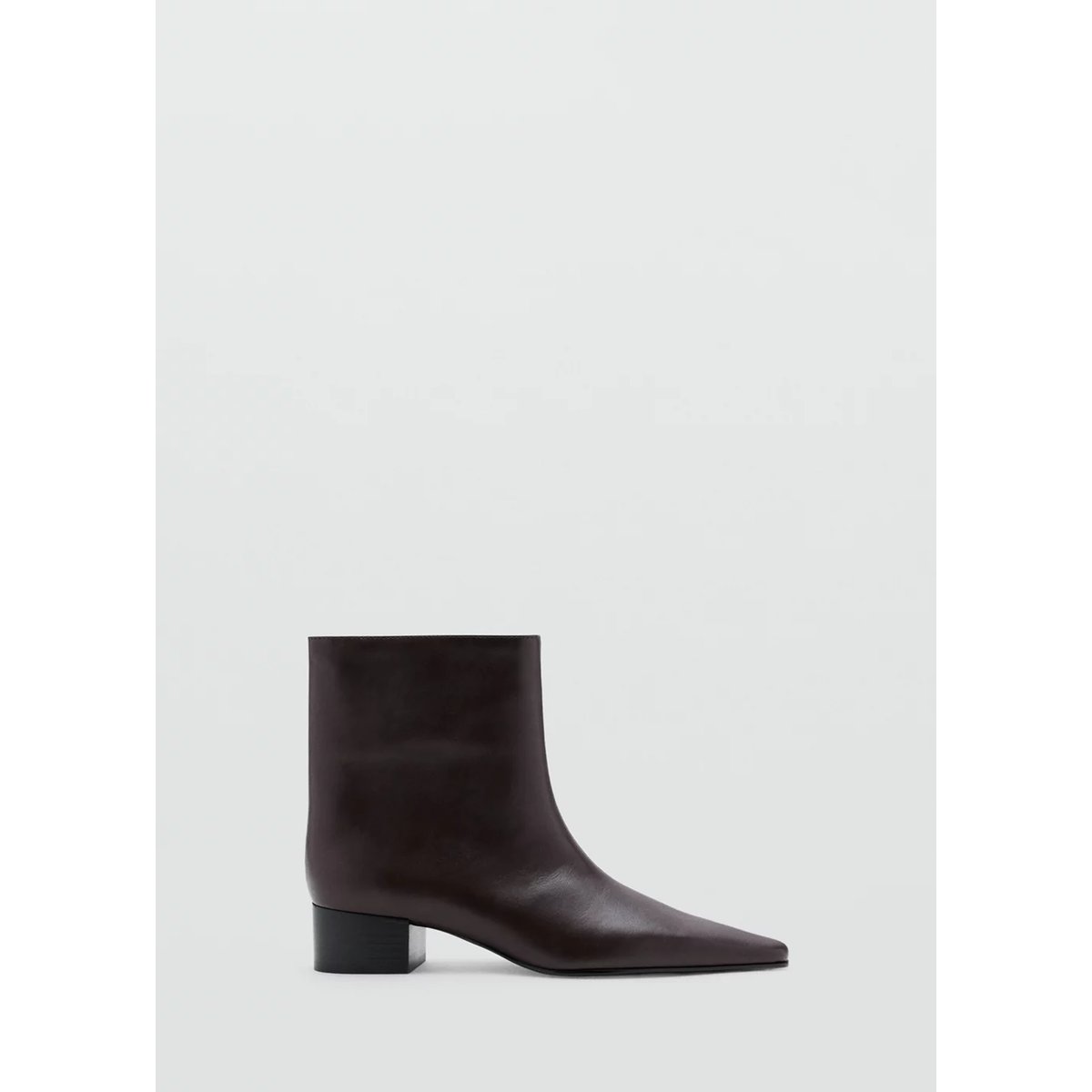 Bottines pointues à talon chocolat, MANGO