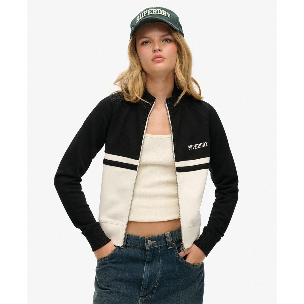 Athletic Essentials Sweat Zippé noir, SUPERDRY