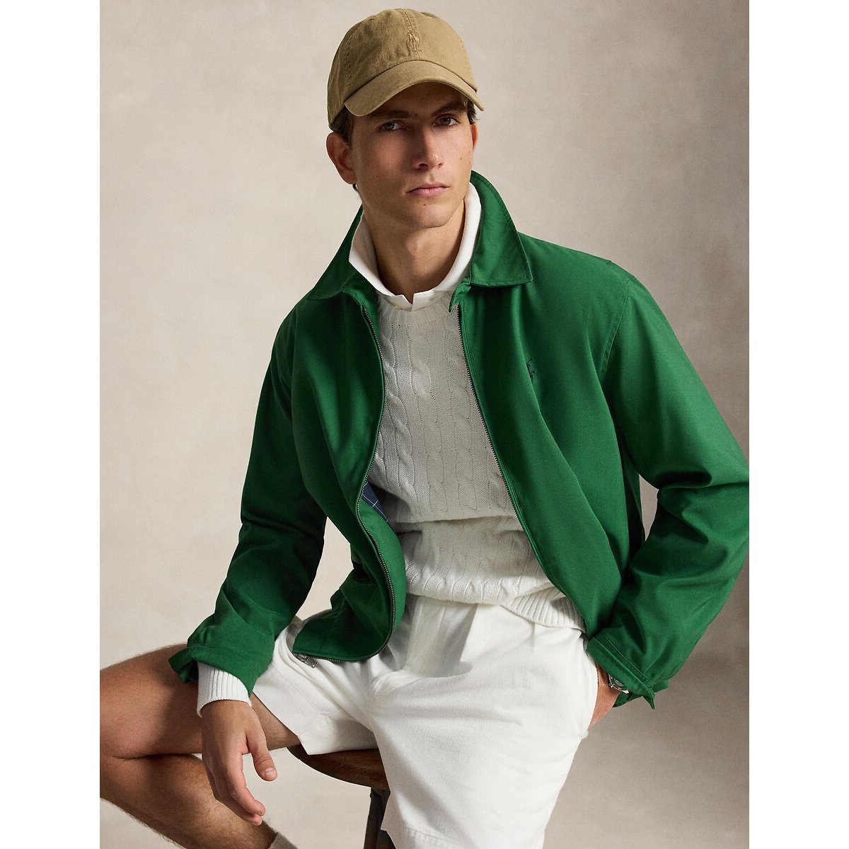 Casaco de sarja bi-swing verde-floresta, POLO RALPH LAUREN