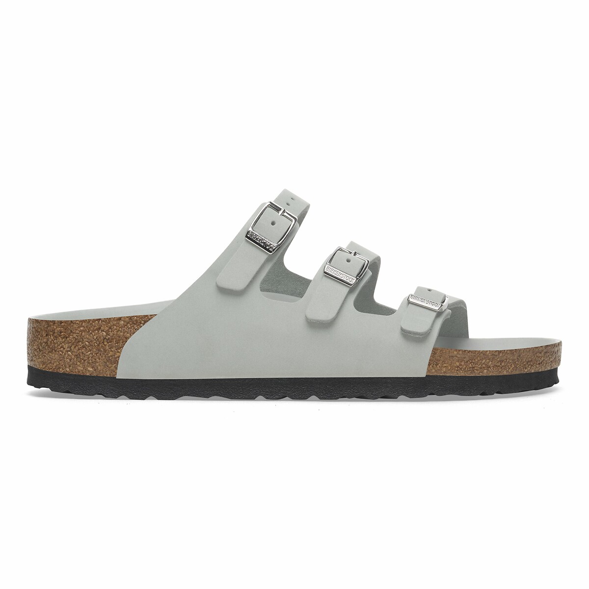 Mules en cuir nubuck Florida vert gris, BIRKENSTOCK