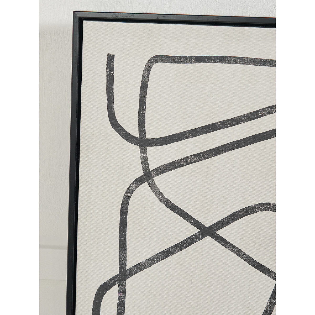 Set of 2 60 x 40cm Black Squiggle Print Canvases with Black Frames black/white, ÉDITÉ