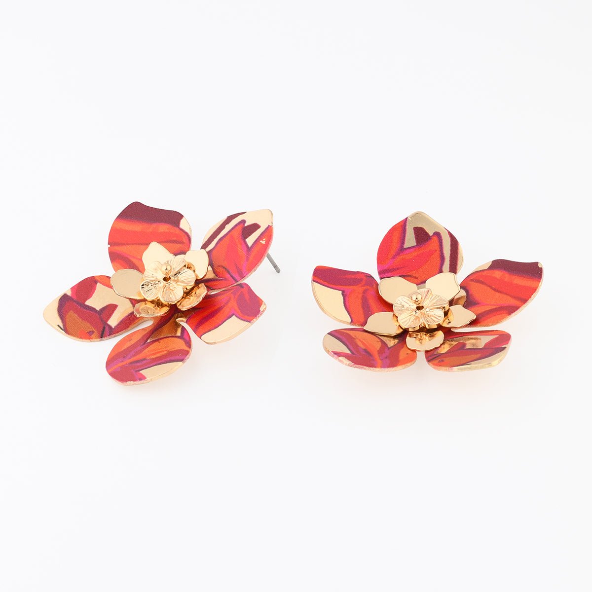 Boucles d'oreilles fleurs Balagane imprimé fleurs bordeaux, BALABOOSTE