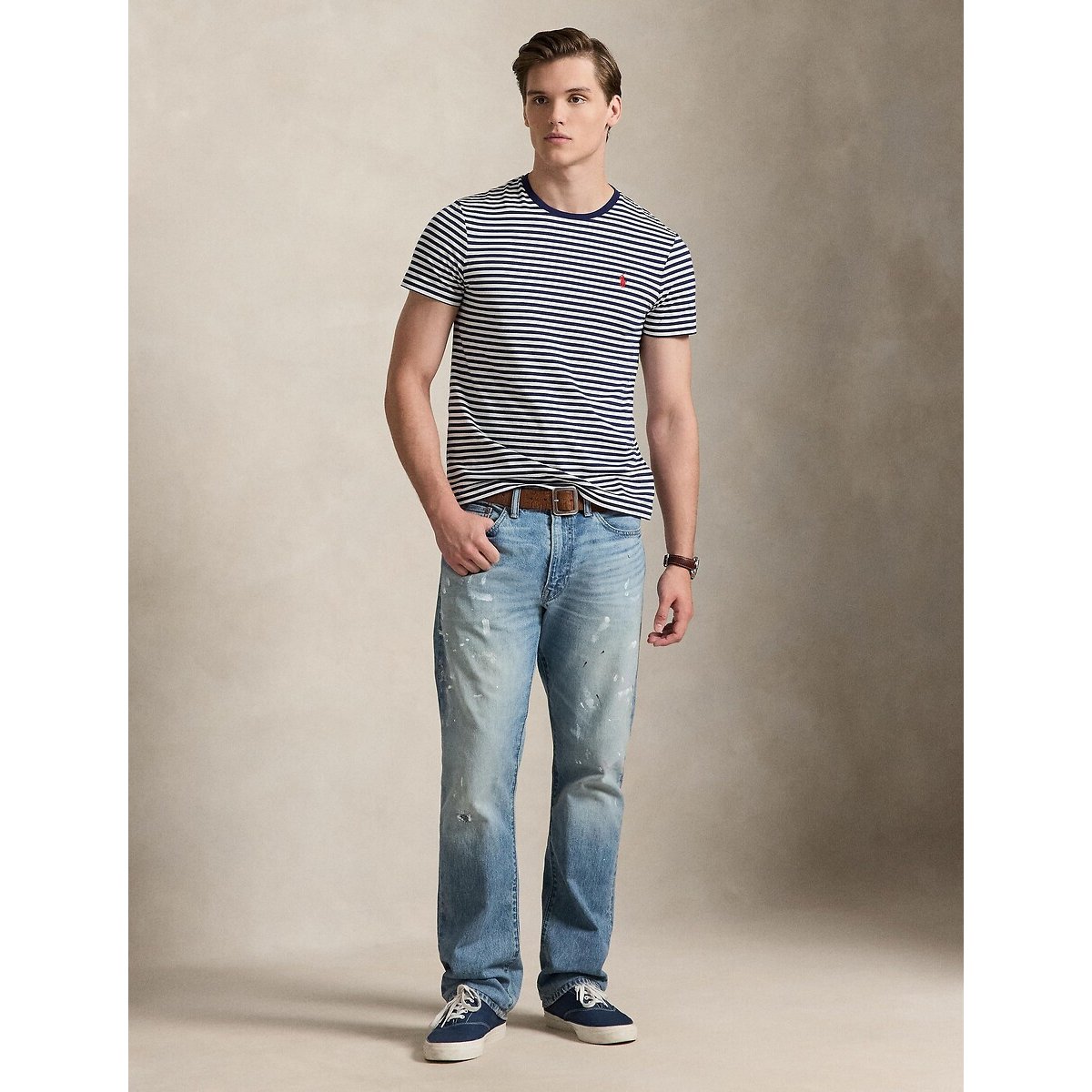 T-shirt marinière bleu rayé blanc, POLO RALPH LAUREN