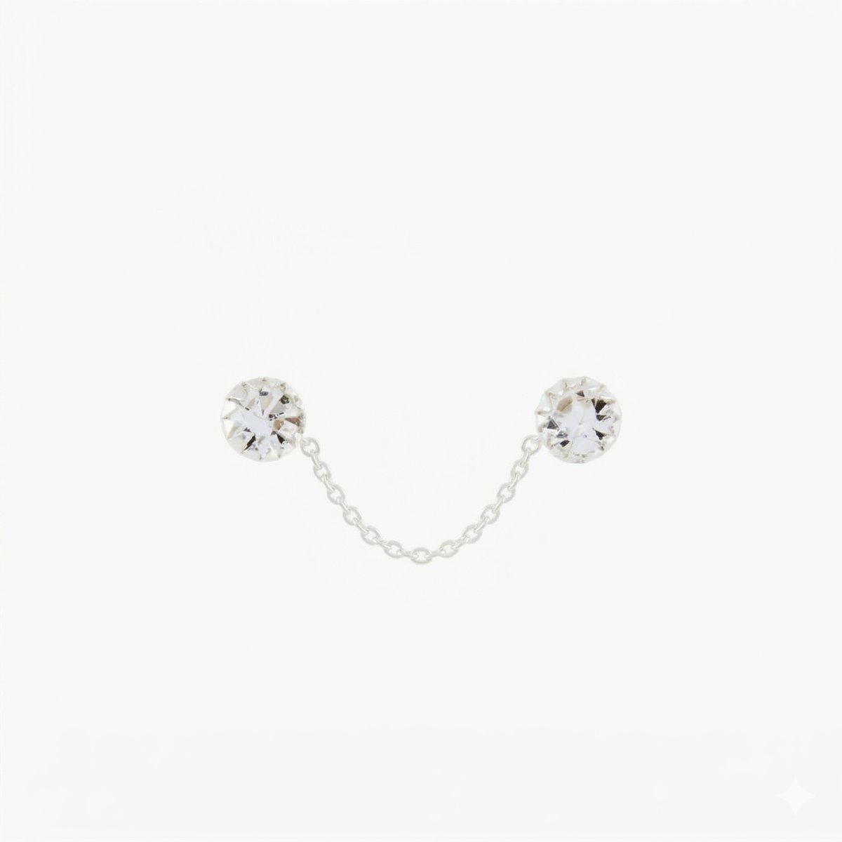 Puces d'oreilles à chaîne avec zircon, en argent 925 argenté, BALABOOSTE