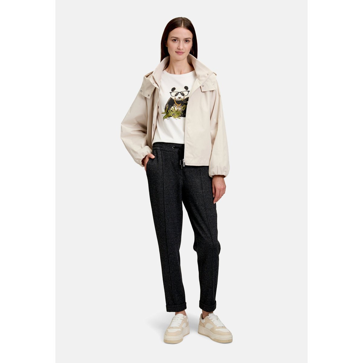Pantalon à enfiler avec structure noir/blanc, BETTY & CO