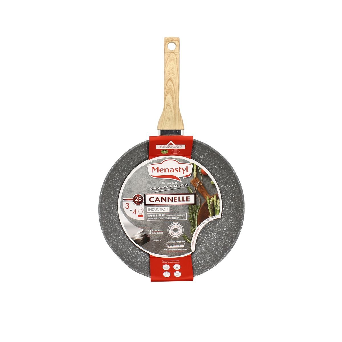 Poêle en aluminium, CANNELLE gris, MENASTYL
