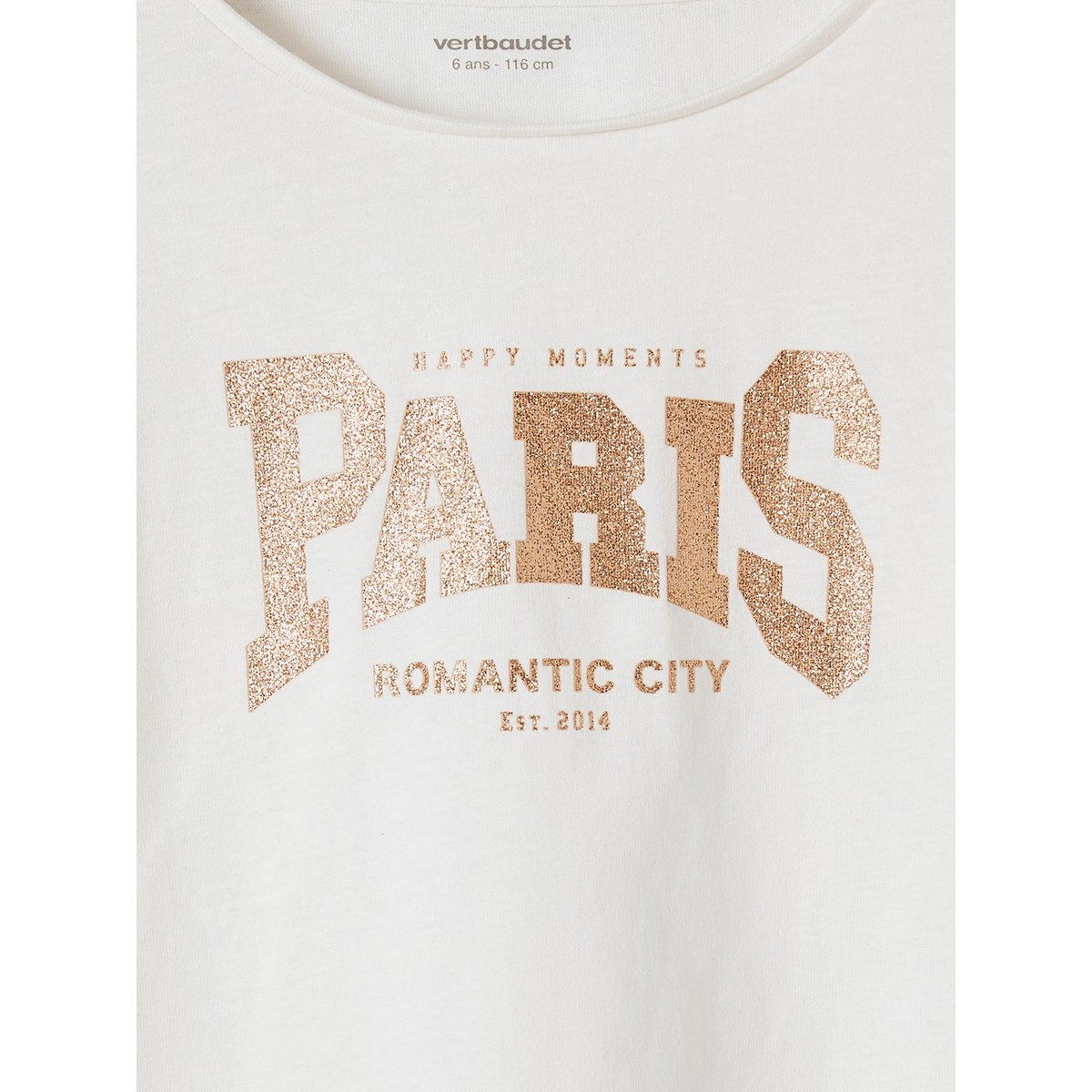 T-shirt imprimé manches longues écru, VERTBAUDET