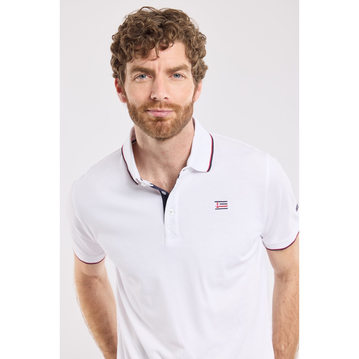 Polo en maille piquée SPÉZET blanc, ARMOR-LUX