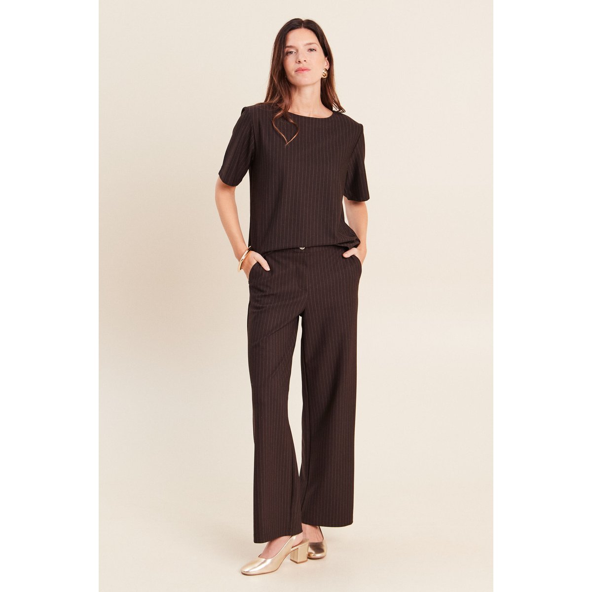 Pantalon large 7/8ème marron, BREAL