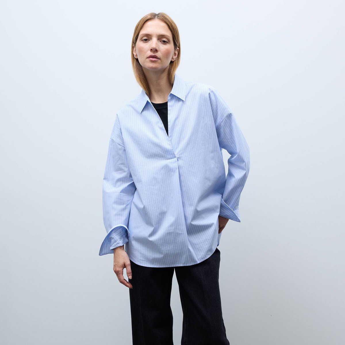 Blouse manches longues rayée en coton BIO GOTS tornade, MONOPRIX