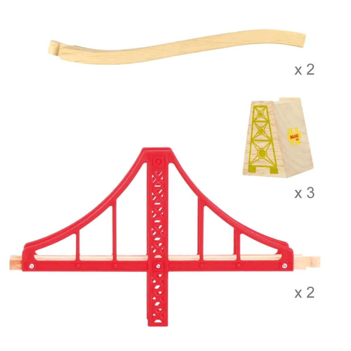 Pont suspendu à trois travées rouge, BIGJIGS