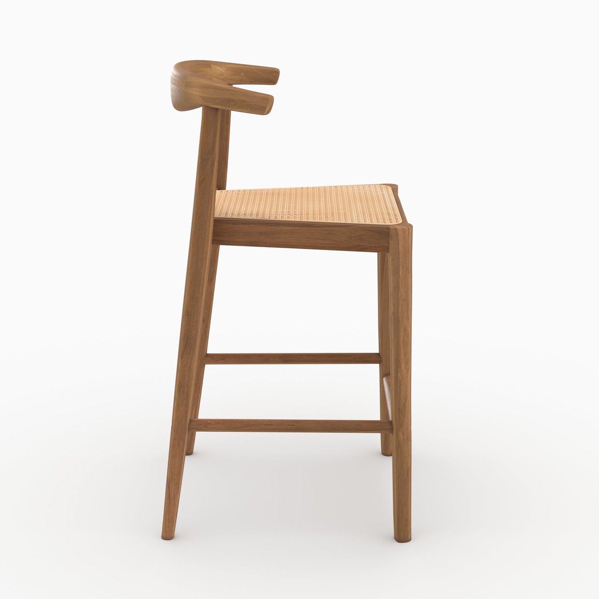 Lot de 2 chaises pour îlot central en bois de teck vernis et cannage - ALIA marron, MAISON PAVANE