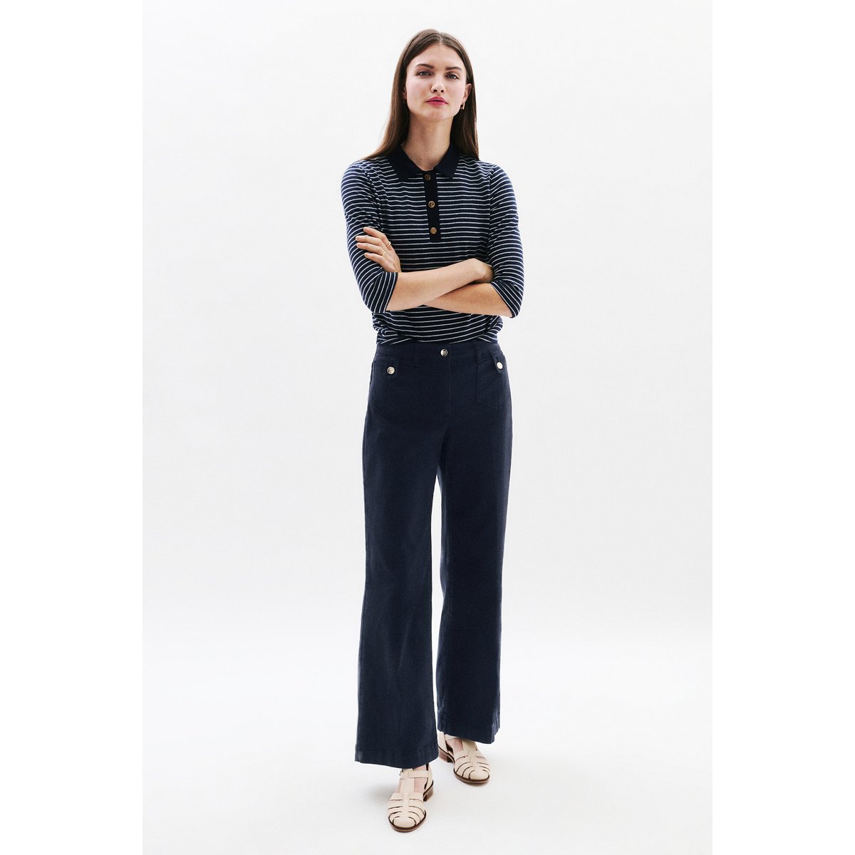 Pantalon large élégant PIETRO bleu marine, CAROLL