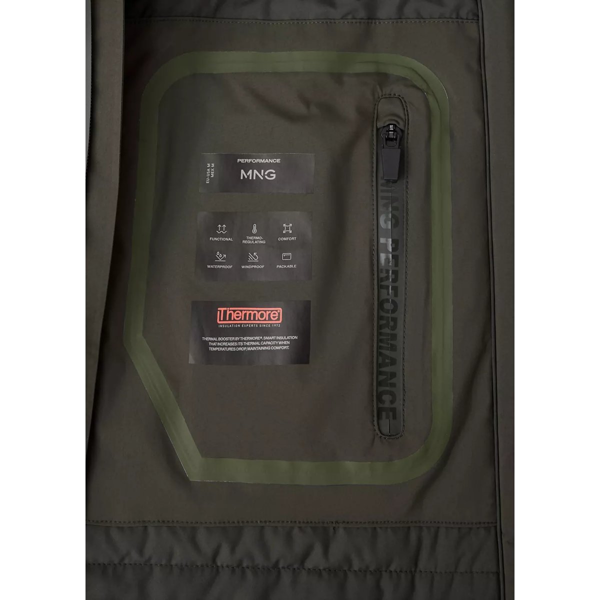 Veste compactable imperméable avec garnissage Thermore® vert foncé, MANGO MAN