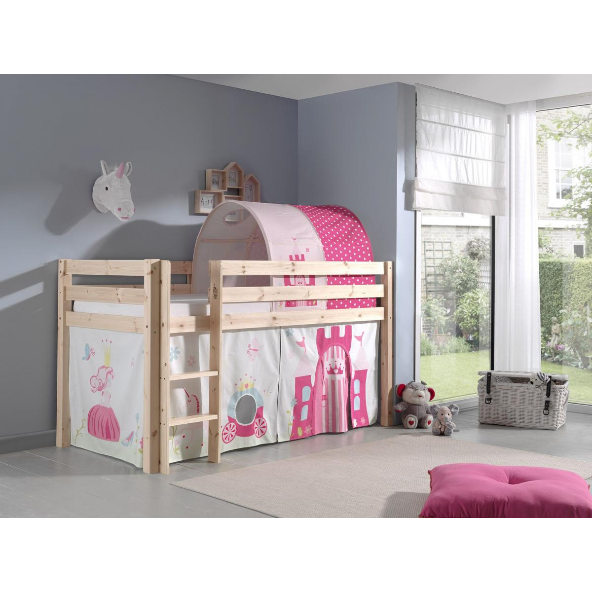 PINO Lit Compact Pin Massif Naturel couleur unique, VIPACK