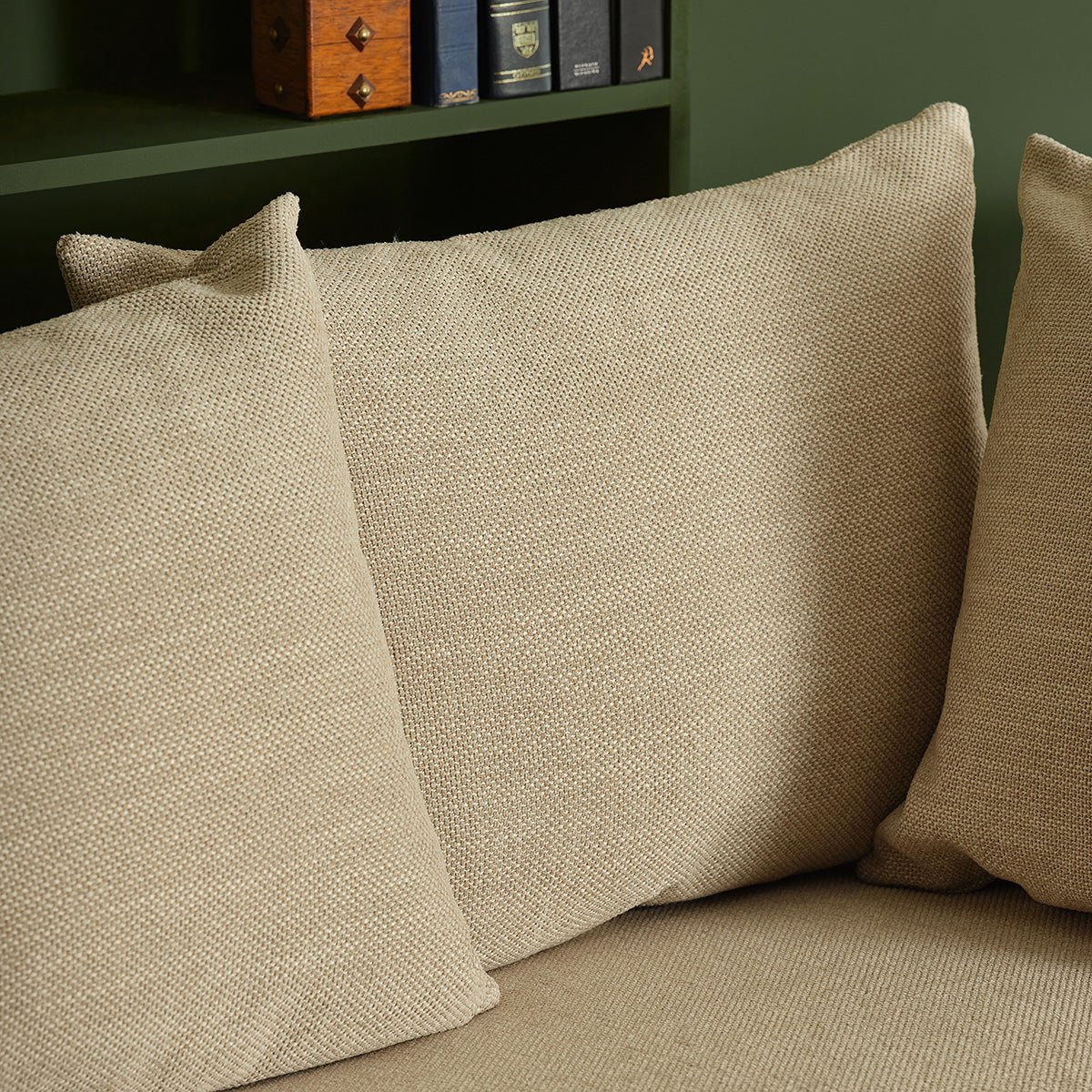 Canapé droit 4 places en tissu texturé EDMOND beige chiné, BERAH GETAH