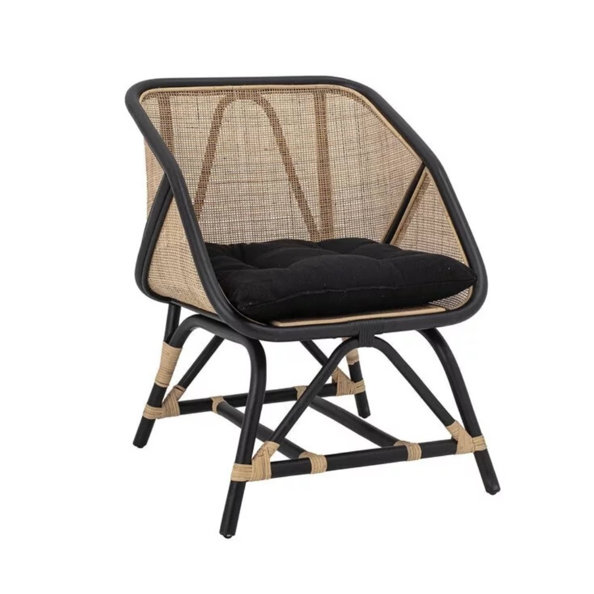 Fauteuil en cannage  et rotin POLKA naturel et noir, HYDILE