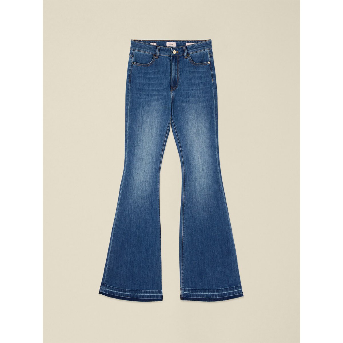 Jean flare à ourlet effiloché bleu, OLTRE