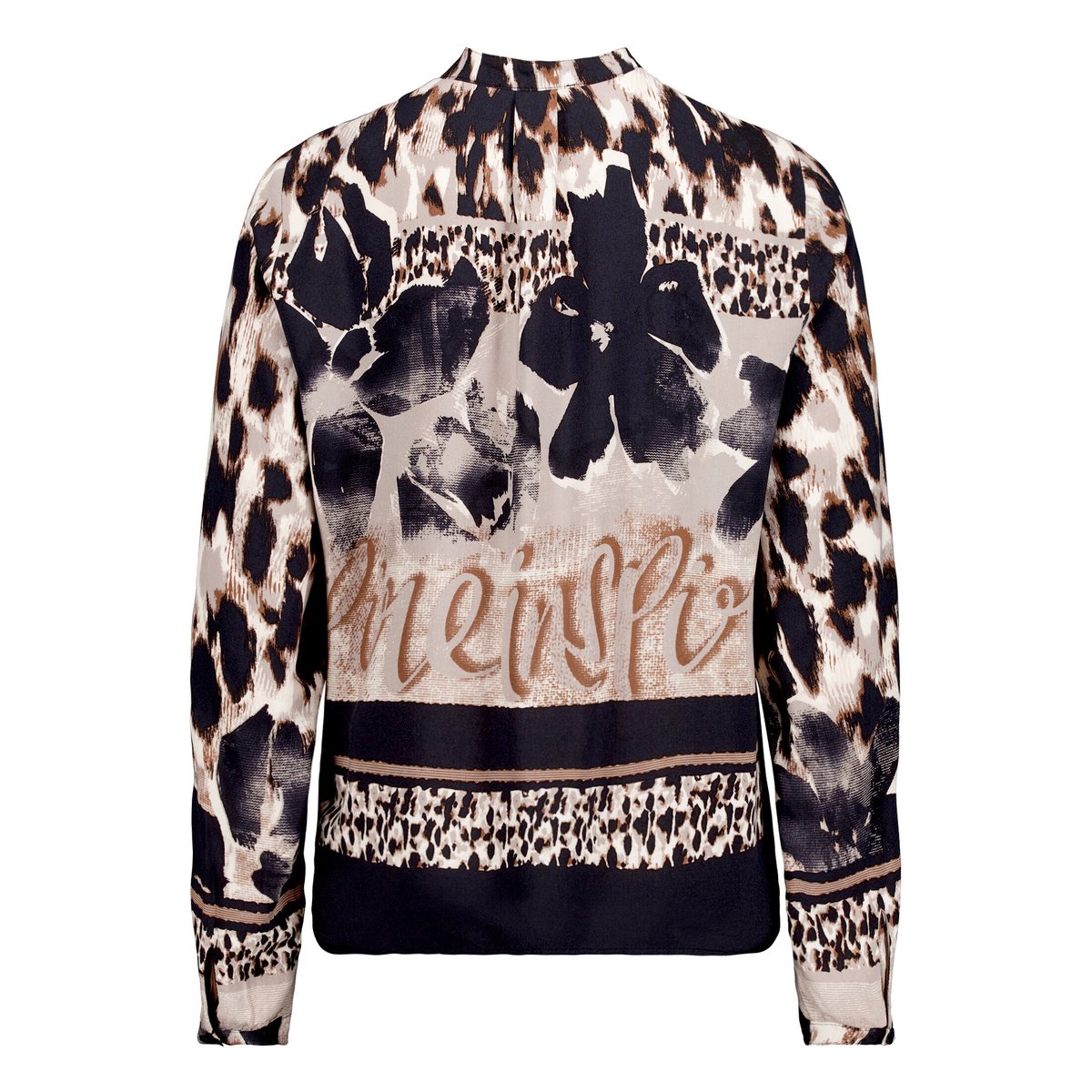 Chemisier long à col droit beige/noir, BETTY BARCLAY