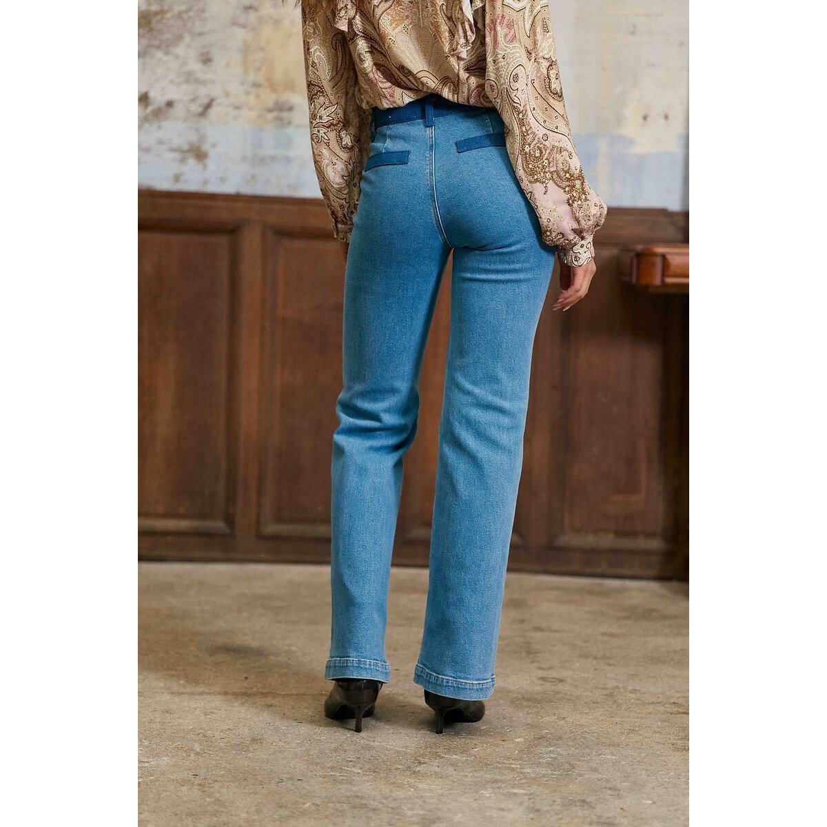 Jean bootcut stone à poches en denim brut, SONNYA stone, LA PETITE ETOILE