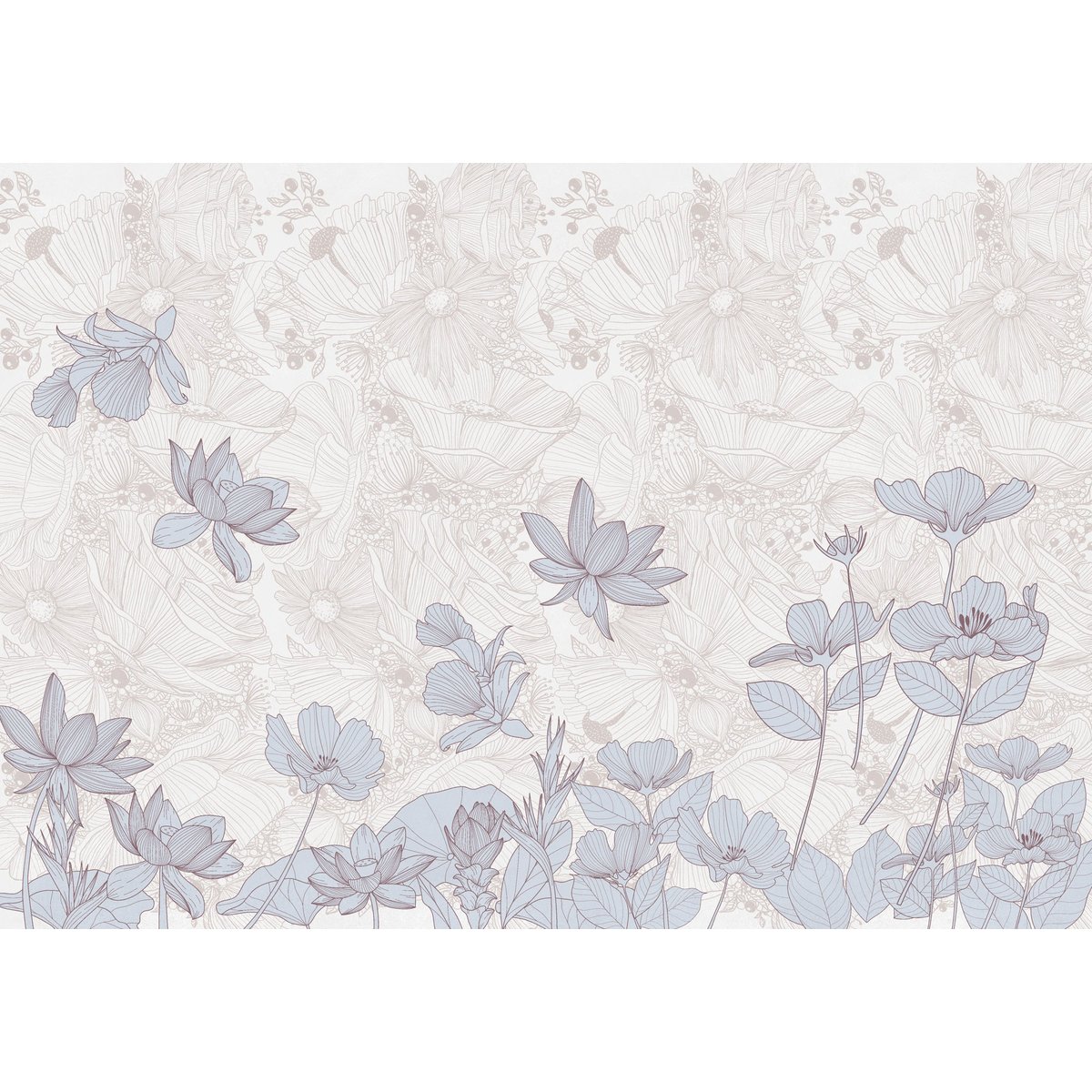 Papier peint panoramique Murmure floral - Lé Papiers de Ninon blanc, LE PAPIERS DE NINON