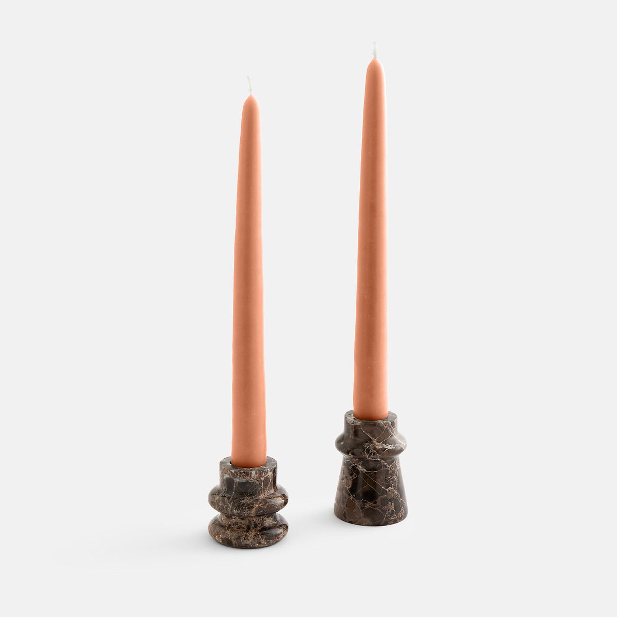Lot de 2 bougeoirs en marbre, MARBRA marron, LA REDOUTE INTERIEURS