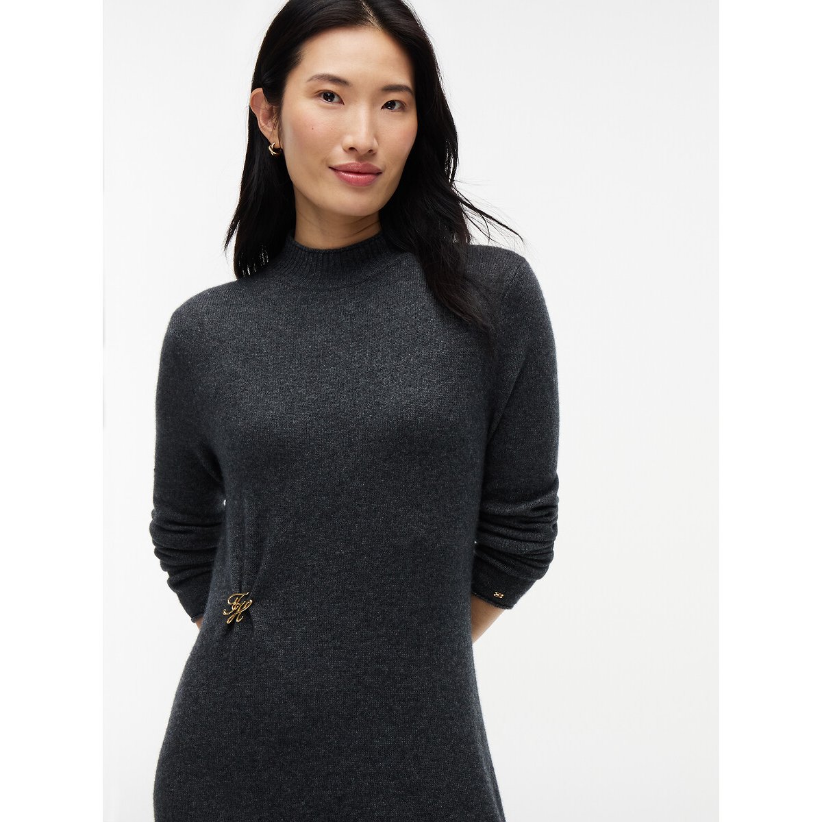 Robe longue en maille en laine gris foncé, TOMMY HILFIGER
