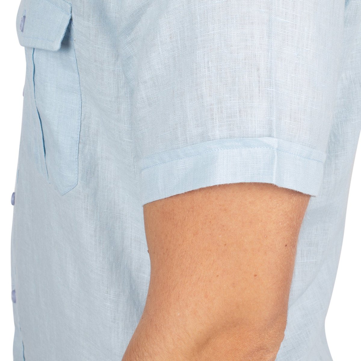 Chemise lin manches courtes ciel, SHILTON