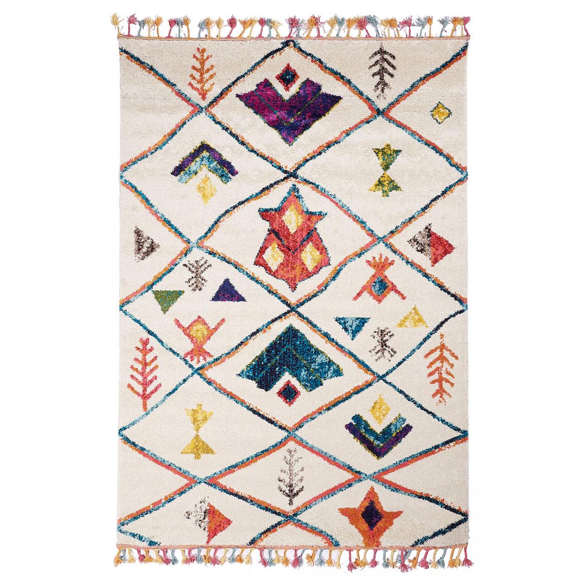 Tapis carré motif berbère LYN5 OURIKA C blanc, UN AMOUR DE TAPIS