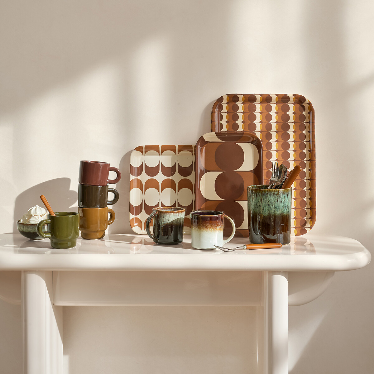 Set di 2 tazze in gres reattivo smaltato, Sintra bronzo / beige, LA REDOUTE INTERIEURS
