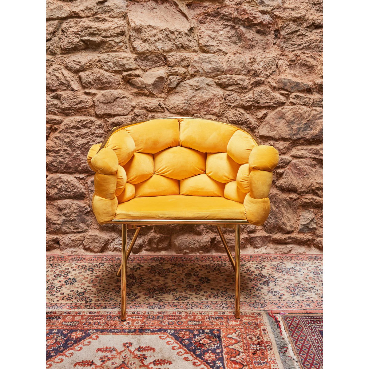 Fauteuil en laiton Jakob N°1280 - Bon état doré, DEBONGOUT