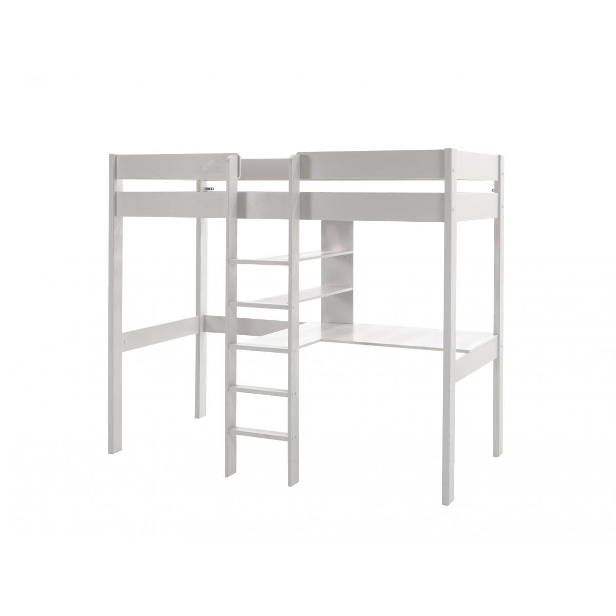 Pino-Combinaison lit Mezzanine Avec Fauteuil Blanc et Un Matelas Basic Cool 10x90x200 couleur unique, VIPACK