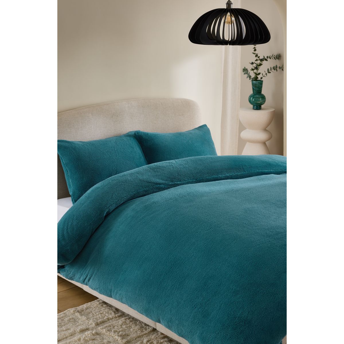 Housse de couette et taie oreiller en polaire bleu sarcelle, NEXT