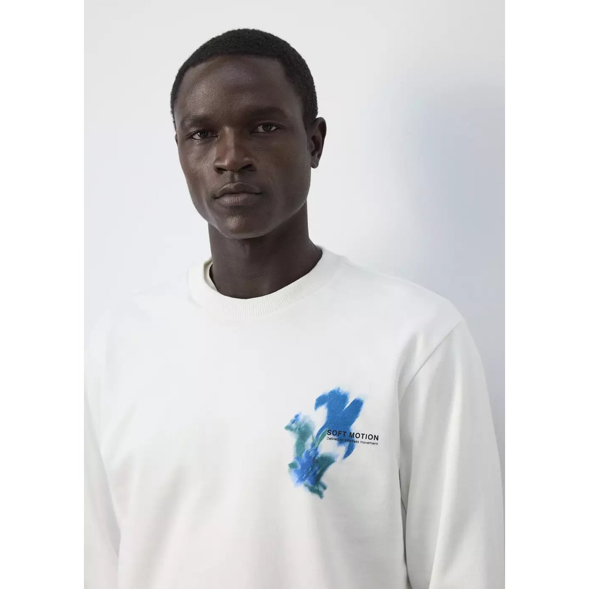 Sweat-shirt imprimé 100 % coton blanc, MANGO MAN