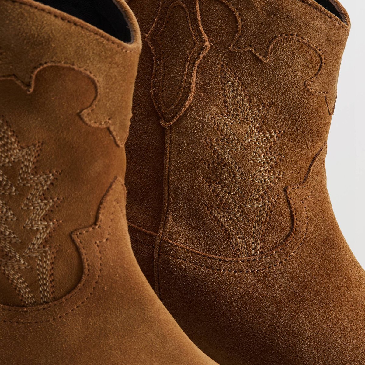 Bottines en cuir camel, MONOPRIX