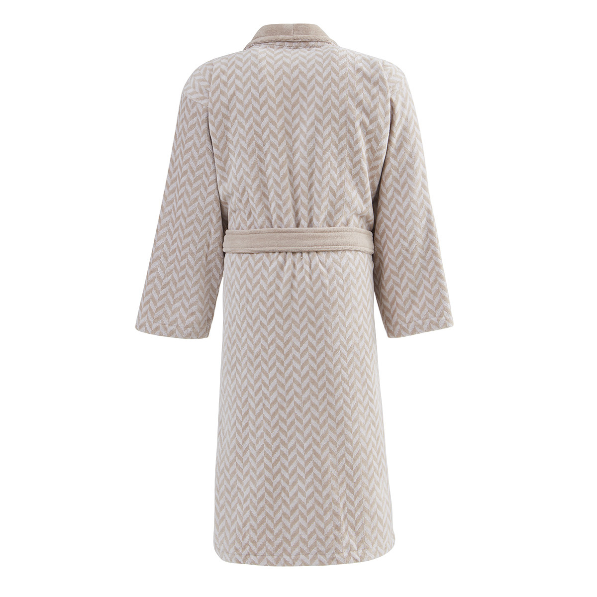 Peignoir col châle velours CHEVRON sable, SENSEI MAISON