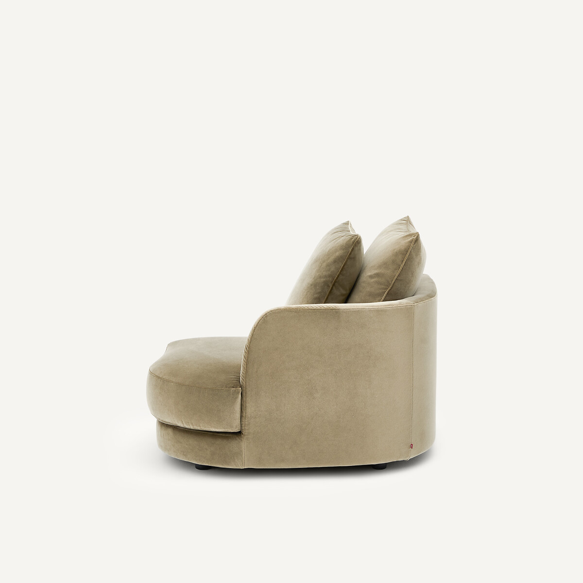 Demi-canapé droit, arrondi, modulable en velours de lin, TIBERIO tilleul, AM.PM