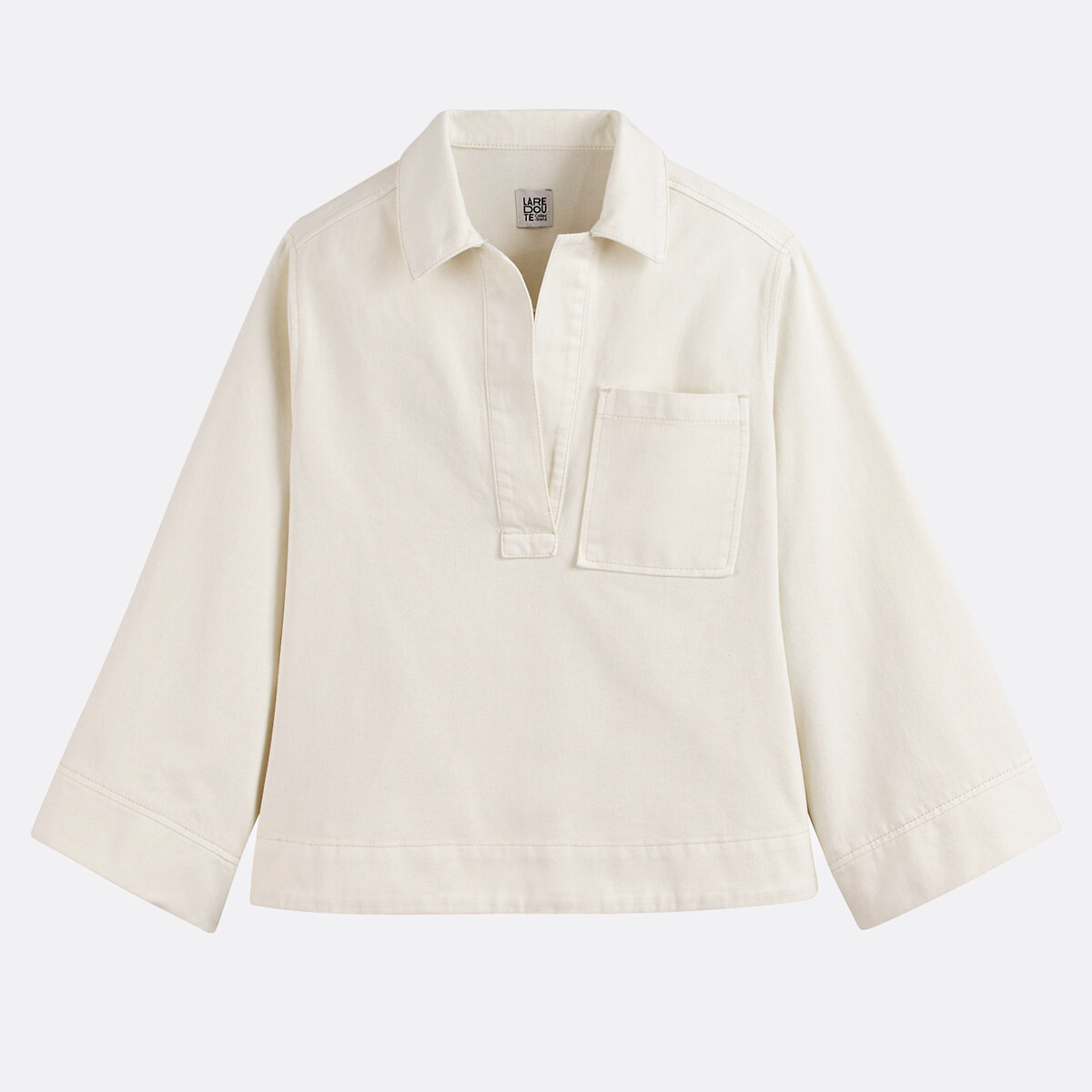 Cotton denim tunic ecru , LA REDOUTE COLLECTIONS