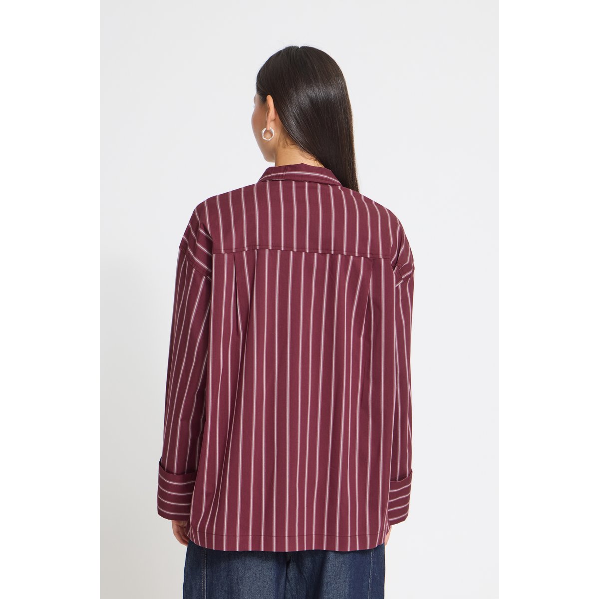 Chemise à manches longues rouge lulao stripe, ICHI