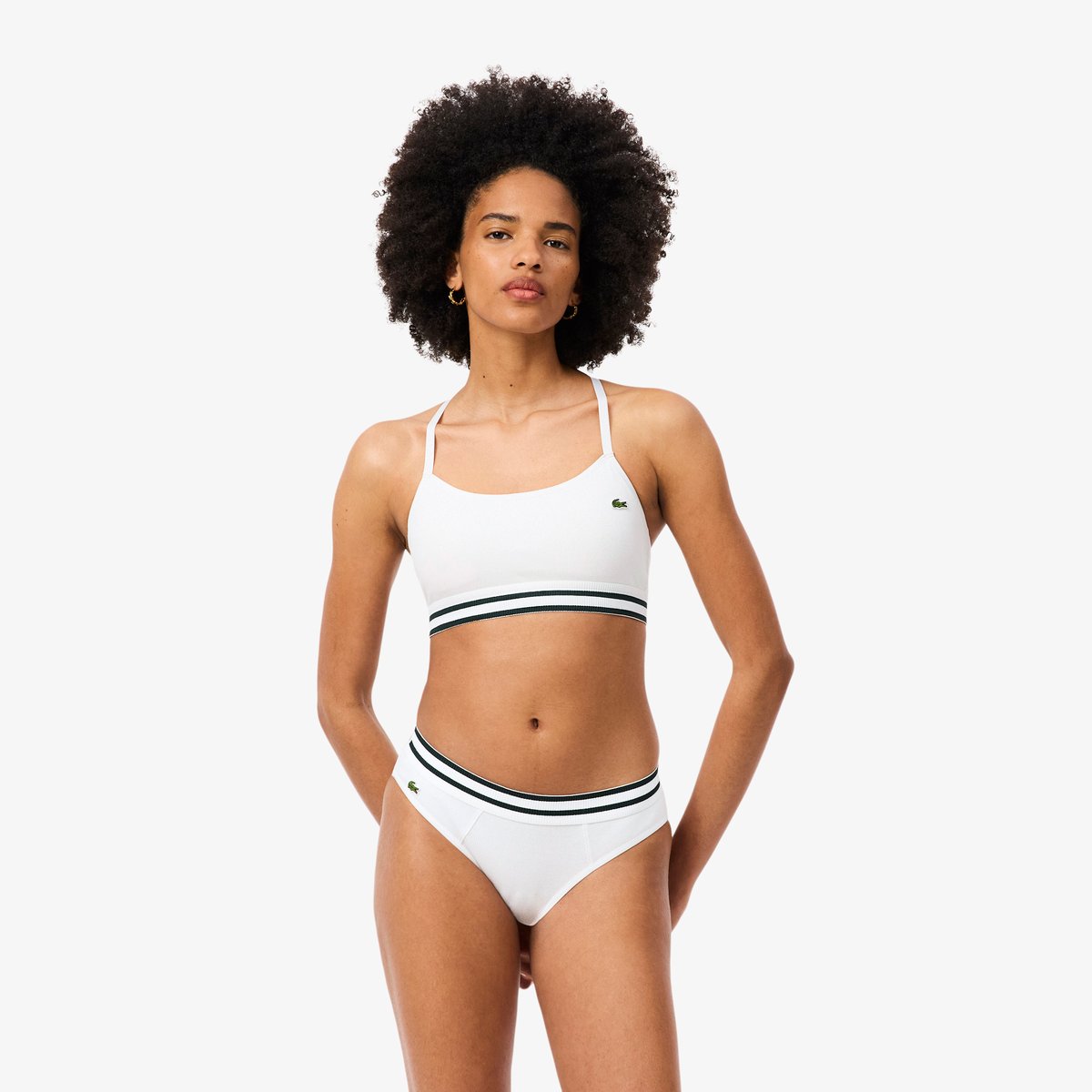 Brassière coton côtelé blanc-001, LACOSTE